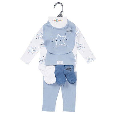 Ivory/Blue Star 10PC Layette Set