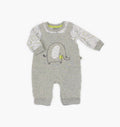 Grey Elephant Print 2PC Dungarees Set