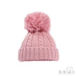 Pink Cable Knit  Hat - 12-24 Months