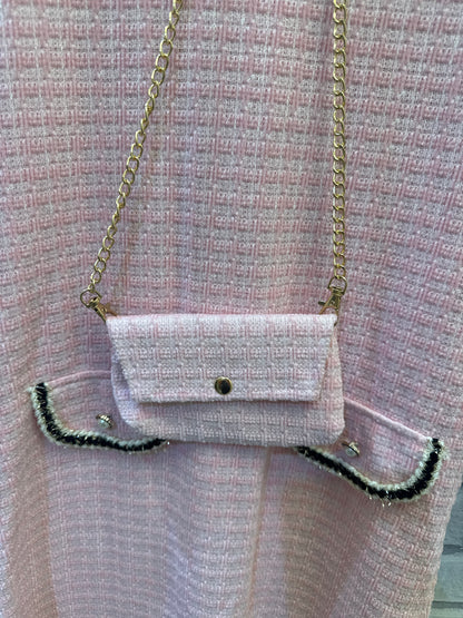 Pink Tweed Dress & Bag Set
