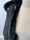 Black jacket with black fur ￼