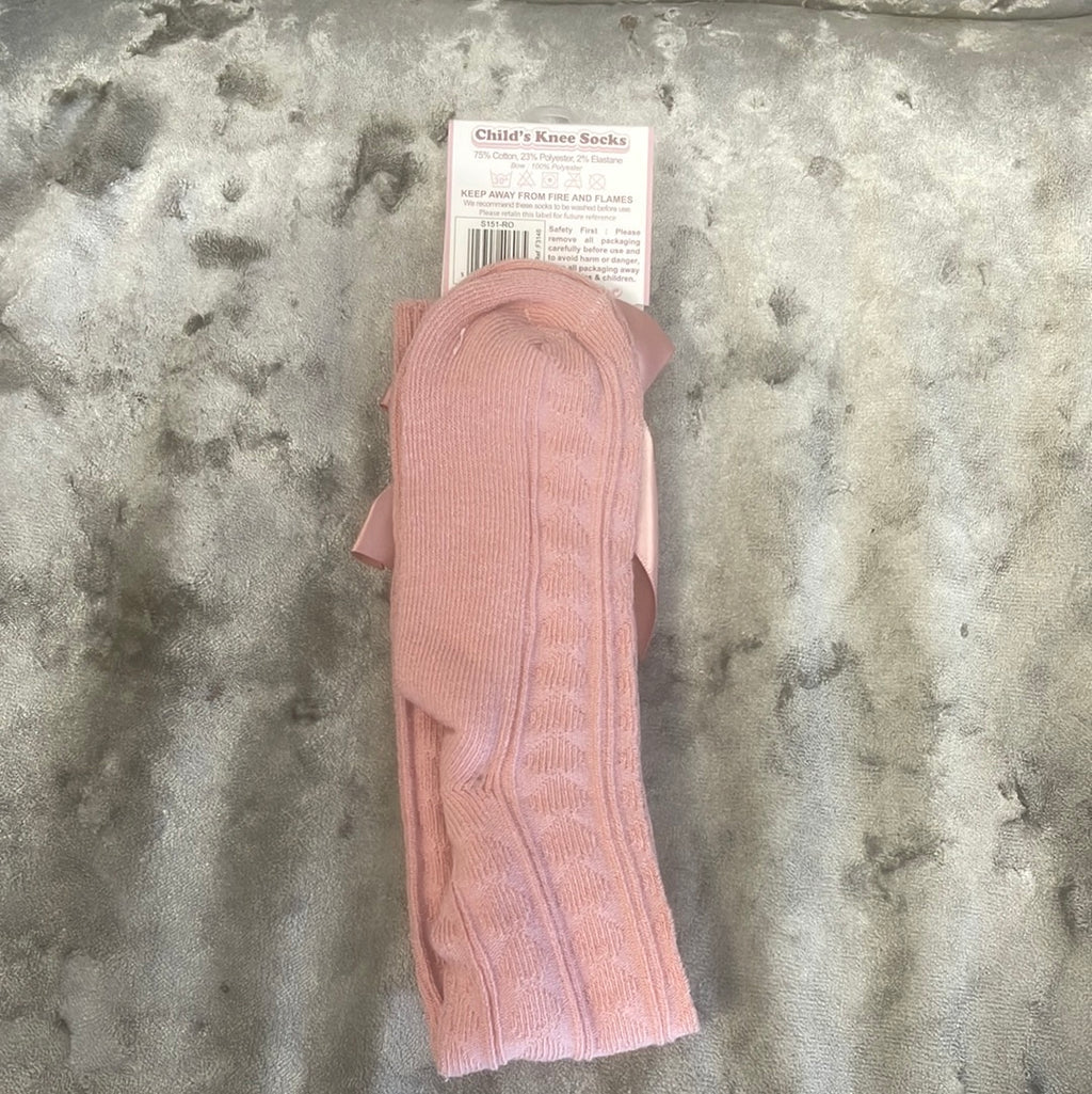 rose gold knee-length bow socks
