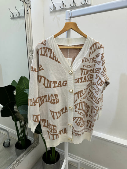 cardigan with writing