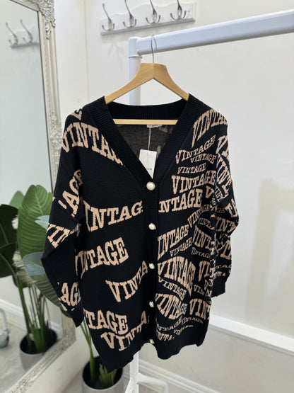 cardigan with writing