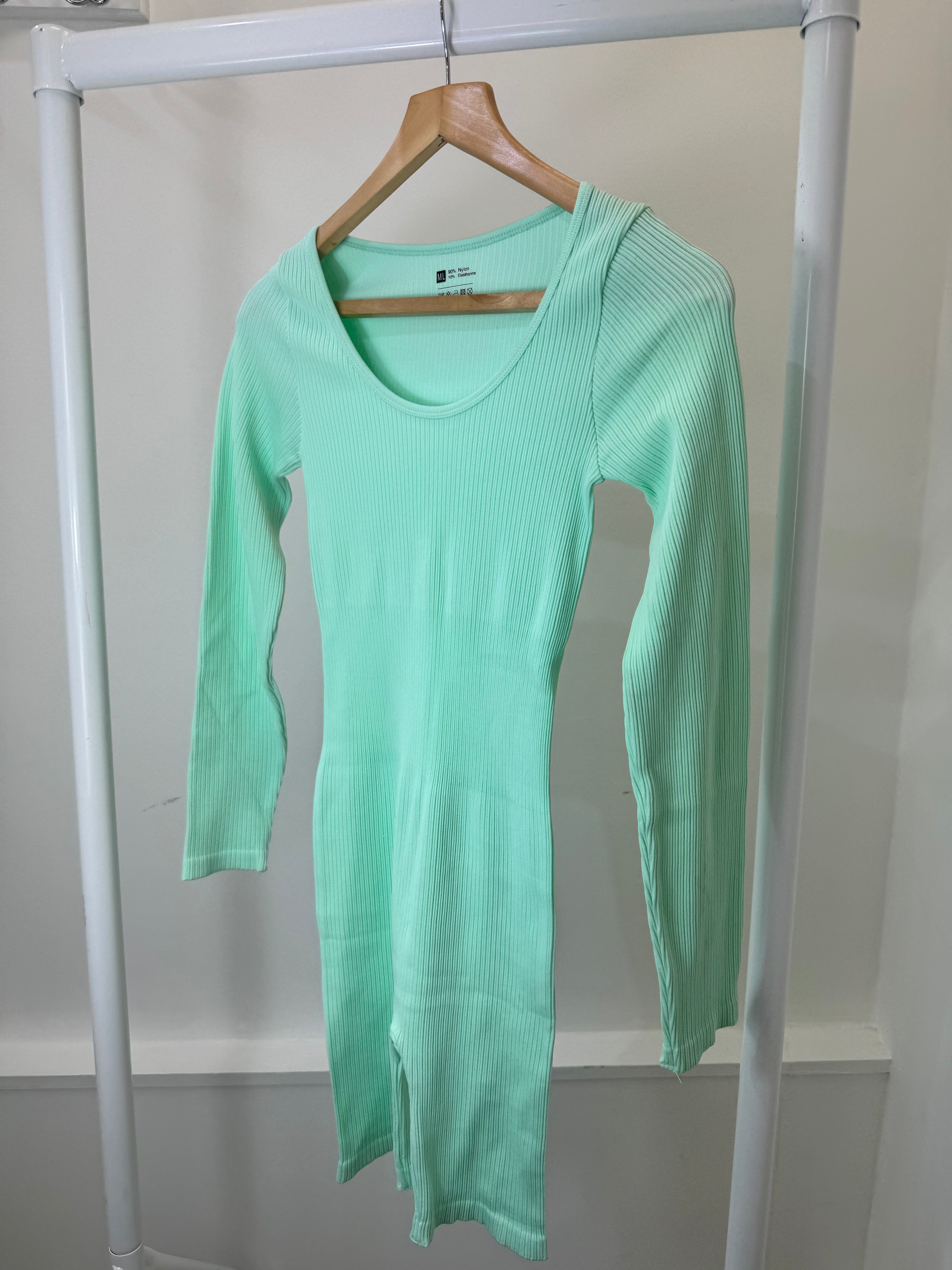 Unitard Playsuit With Long Sleeves Mint Green