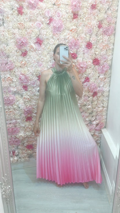 Priscilla ombre pleated dress