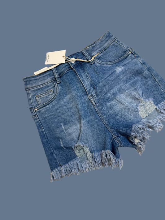 Blue denim shorts