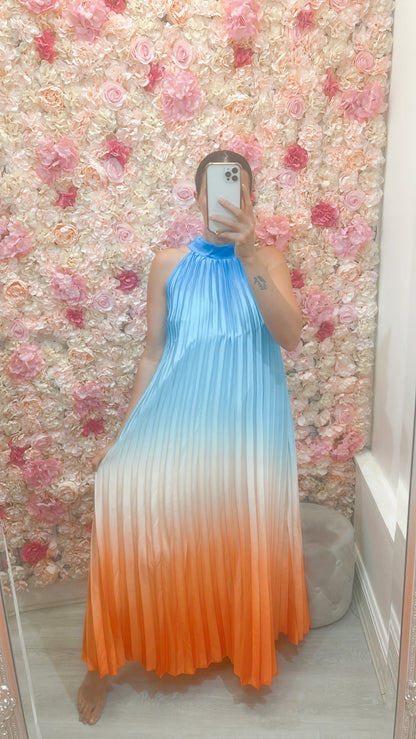 Priscilla ombre pleated dress