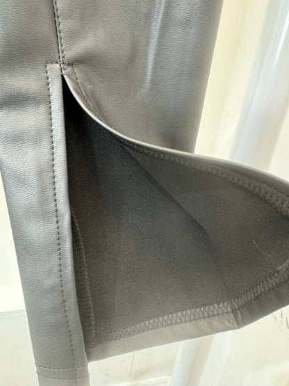 black leather trousers with front split