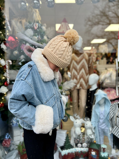 Kids Ivy Denim Jacket with Fur Trim