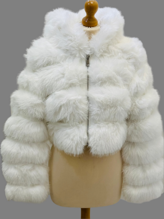 ANGEL- HOODED FAUX FUR JACKET- WHITE