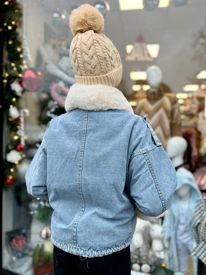 Kids Ivy Denim Jacket with Fur Trim