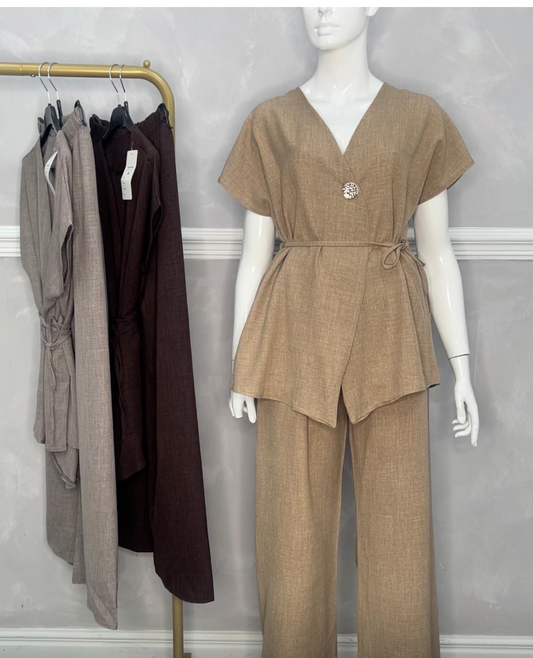 Samantha  gold button wrap top