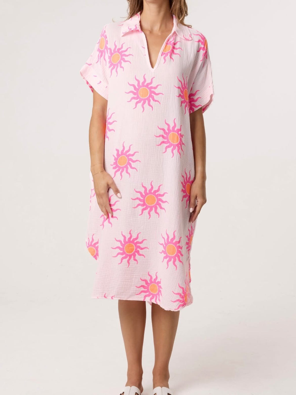 Cheese cloth, sunny print dress