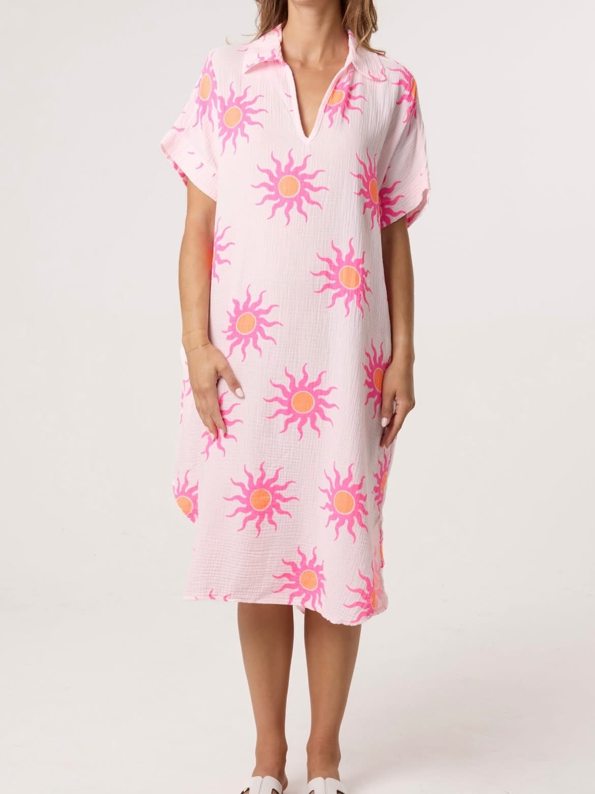 Cheese cloth, sunny print dress