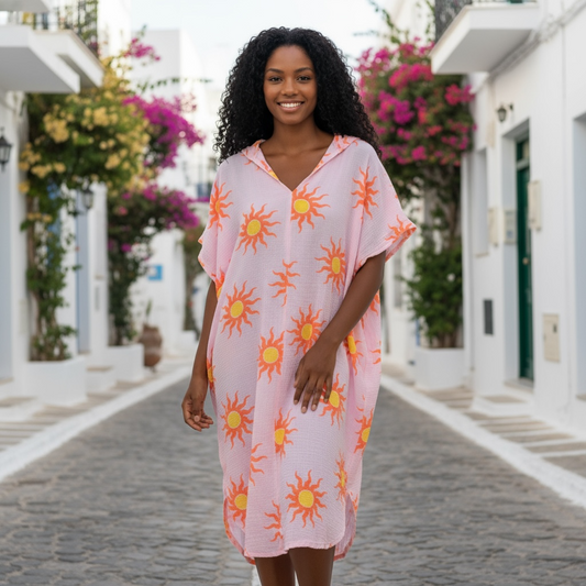 Cheese cloth, sunny print dress
