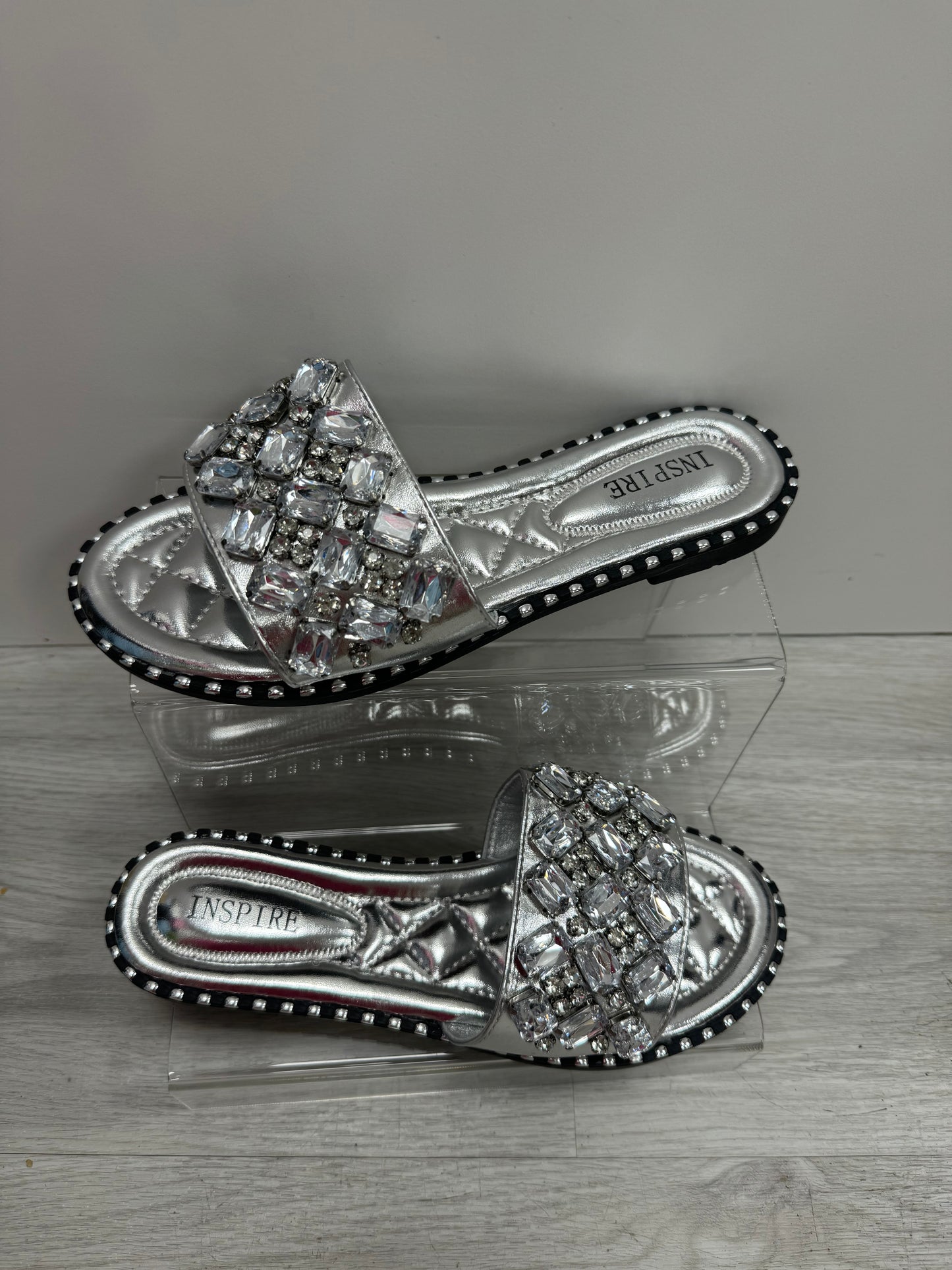 Diamond Silver Flip Flops
