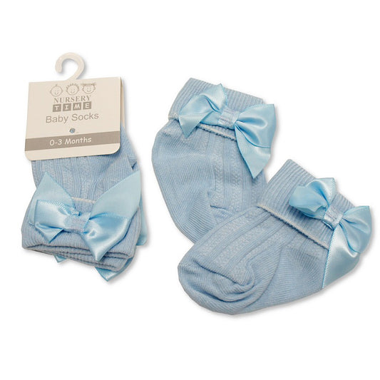 Sky Blue Satin Bow 0-3