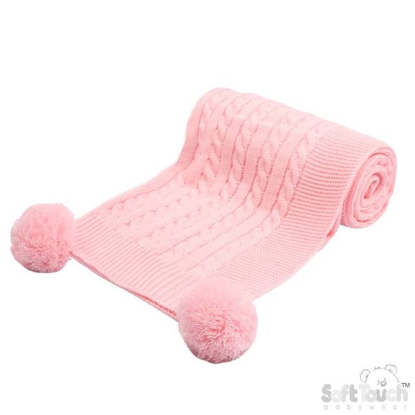 Cable Knit PomPom Wrap