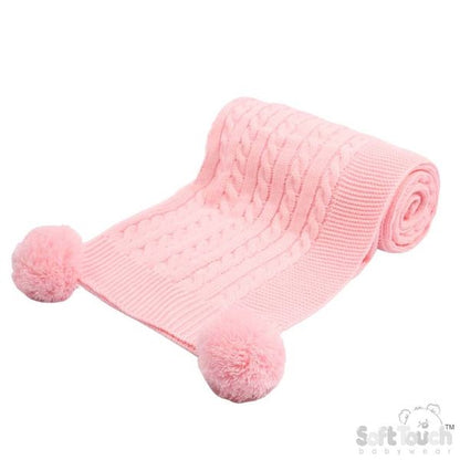 Cable Knit PomPom Wrap