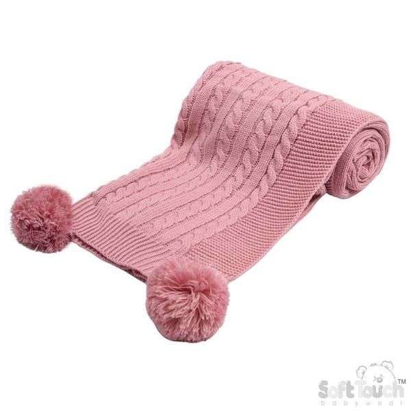 Cable Knit PomPom Wrap
