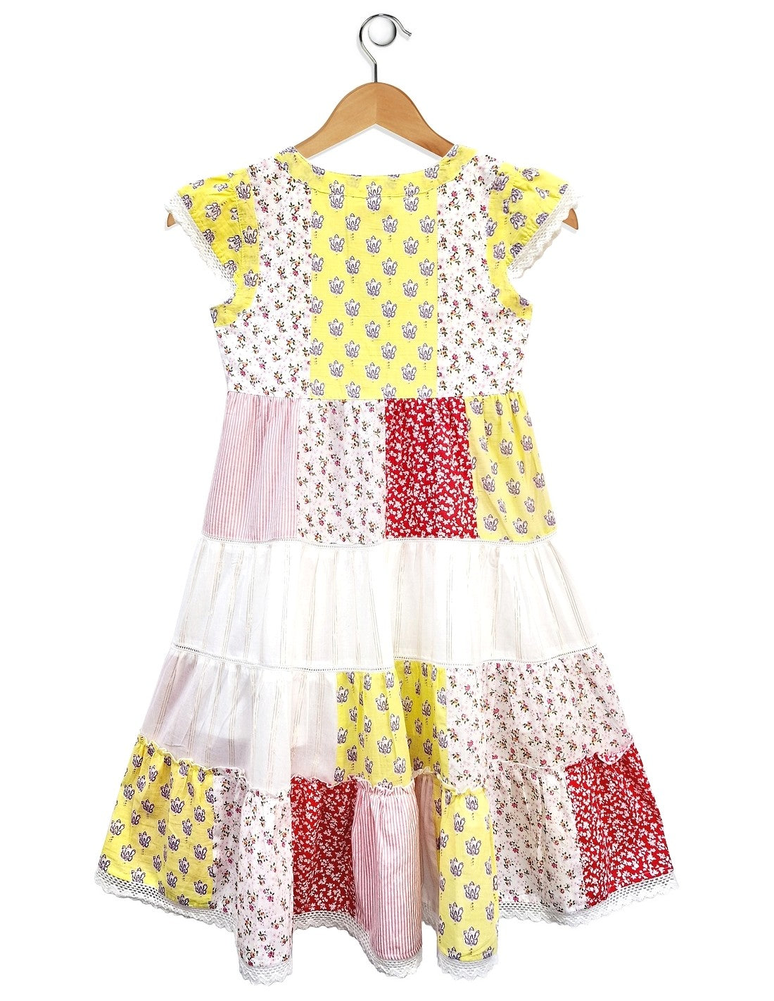 Lurex Stripe High Low Tiered Girls Dress