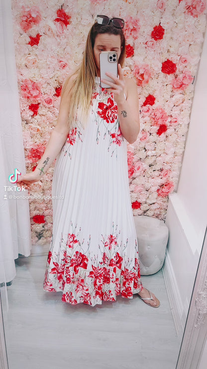 Polly Flower Pleated Dress