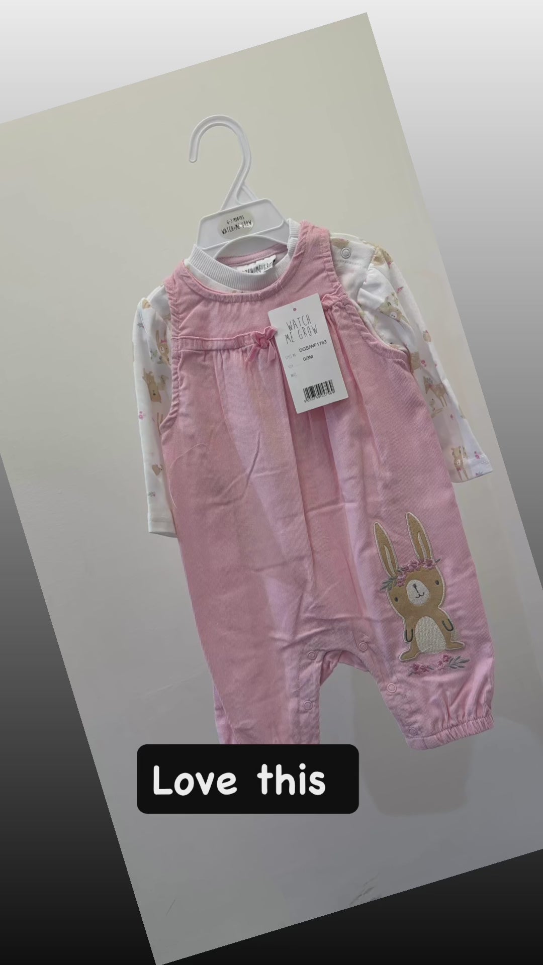 B/Pink Bunny Pinafore Romper Set
