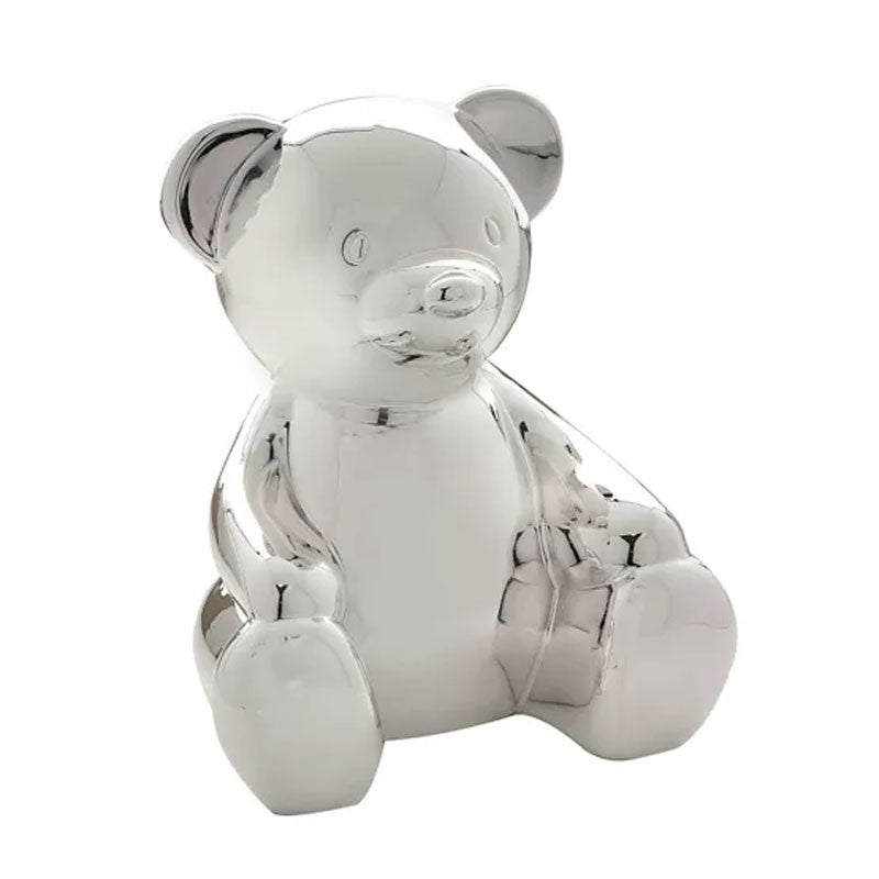 SILVER PLATED TEDDY BEAR MONEY BOX