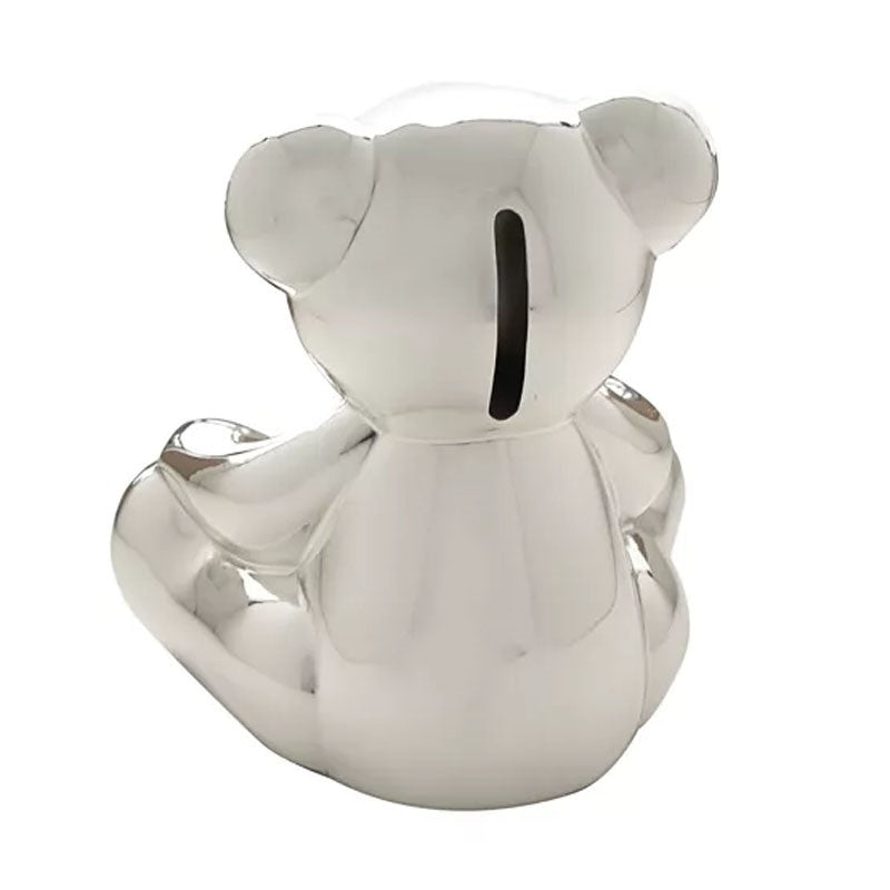 SILVER PLATED TEDDY BEAR MONEY BOX