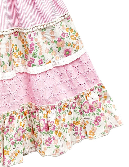 Toddlers Floral Print Pink Gypsy Dress