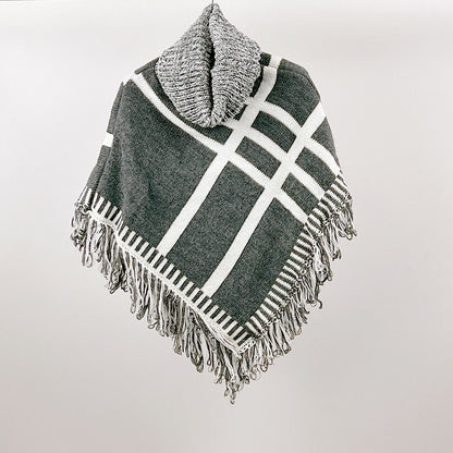 Avery Contrast Knitted Poncho