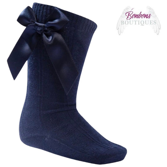 Navy Blue Bow Socks
