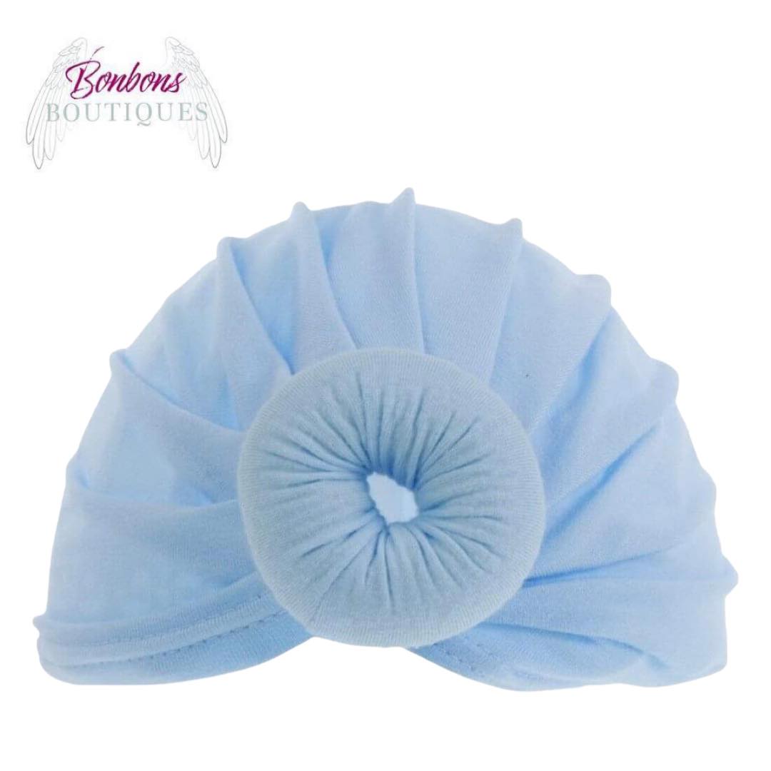 Baby Blue Doughnut Turban Hat