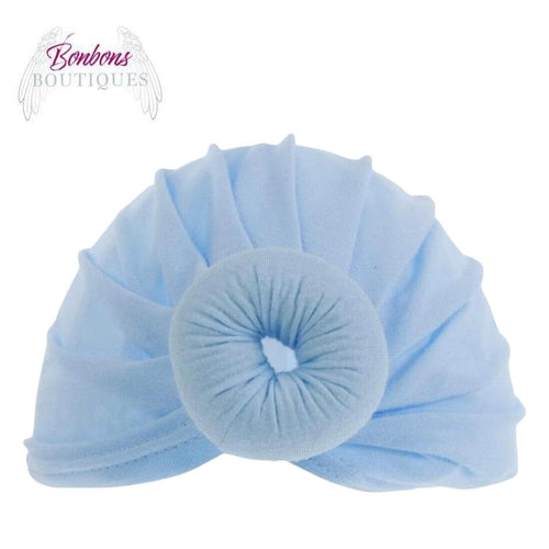 Baby Blue Doughnut Turban Hat