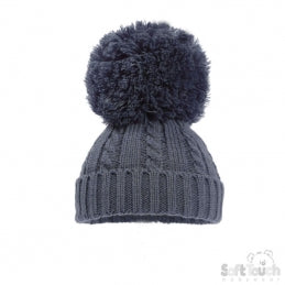 Cable Knit Bobble Hat NB-12M