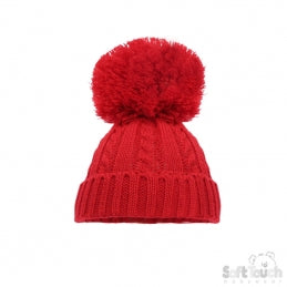 Cable Knit Bobble Hat NB-12M