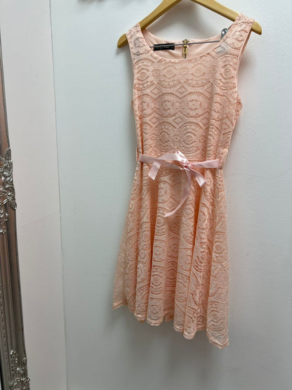 Lace Dress with Ribbon Tie Belt