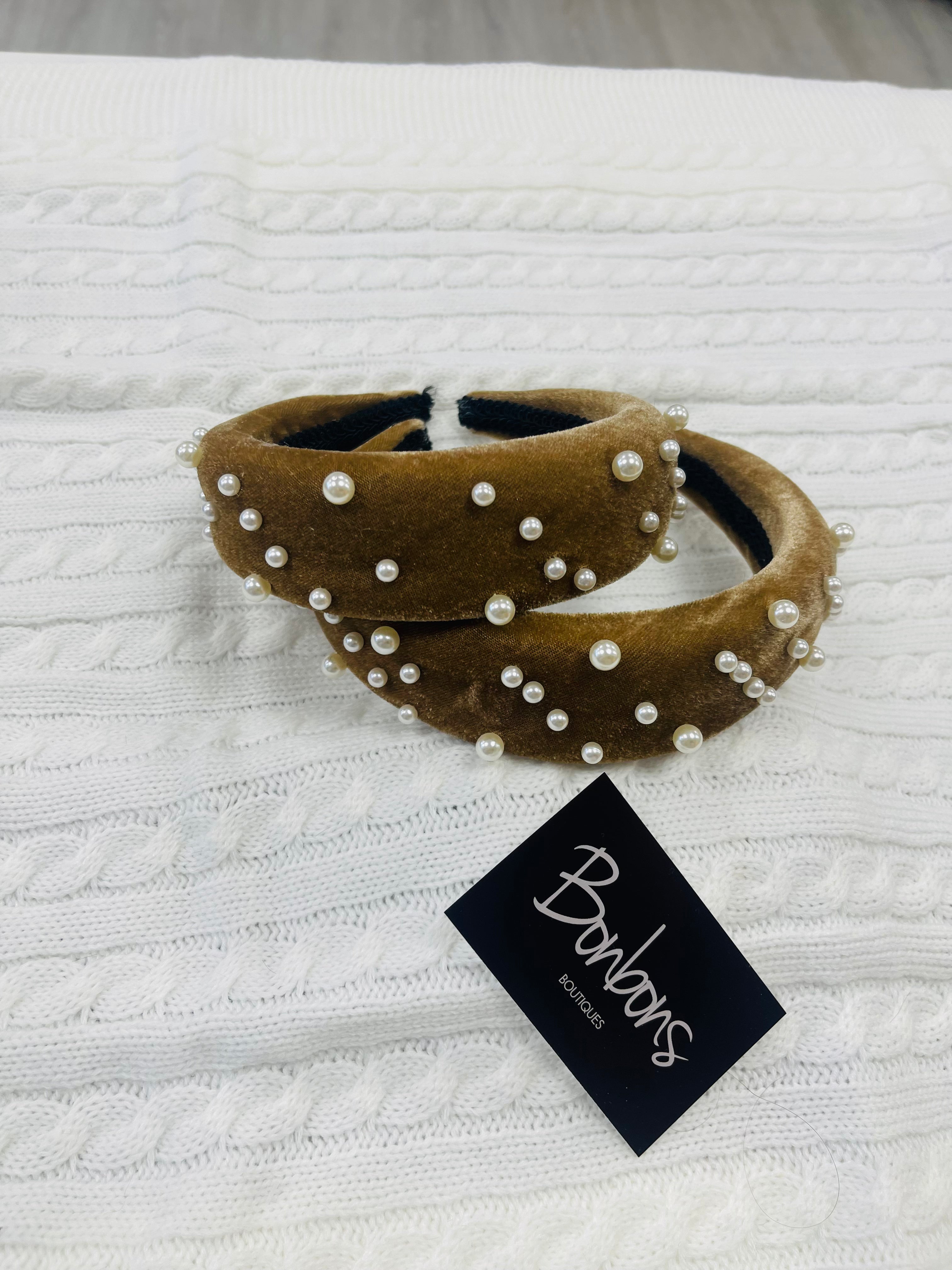 Pieces velvet and pearl headband