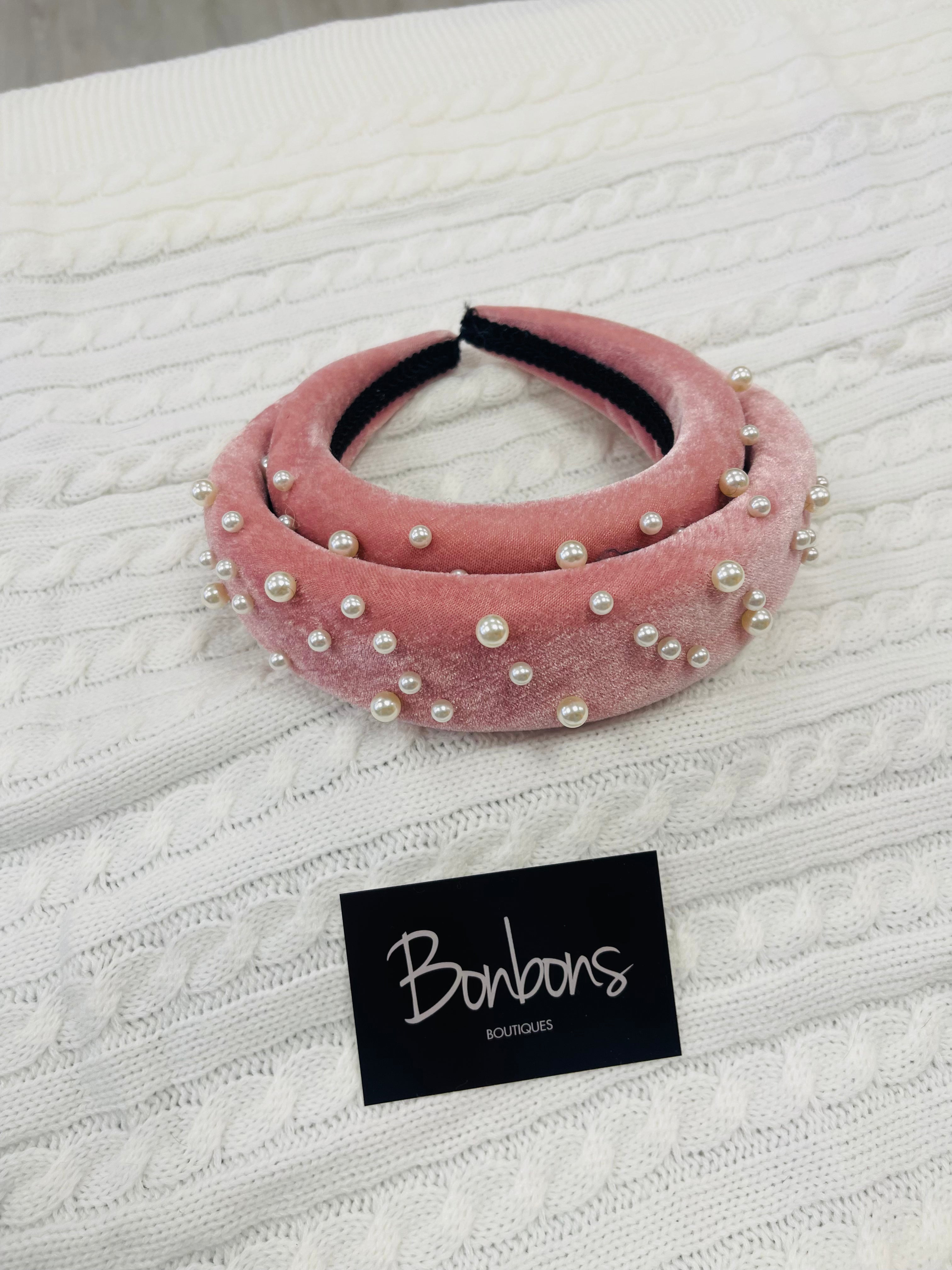Pieces velvet and pearl headband