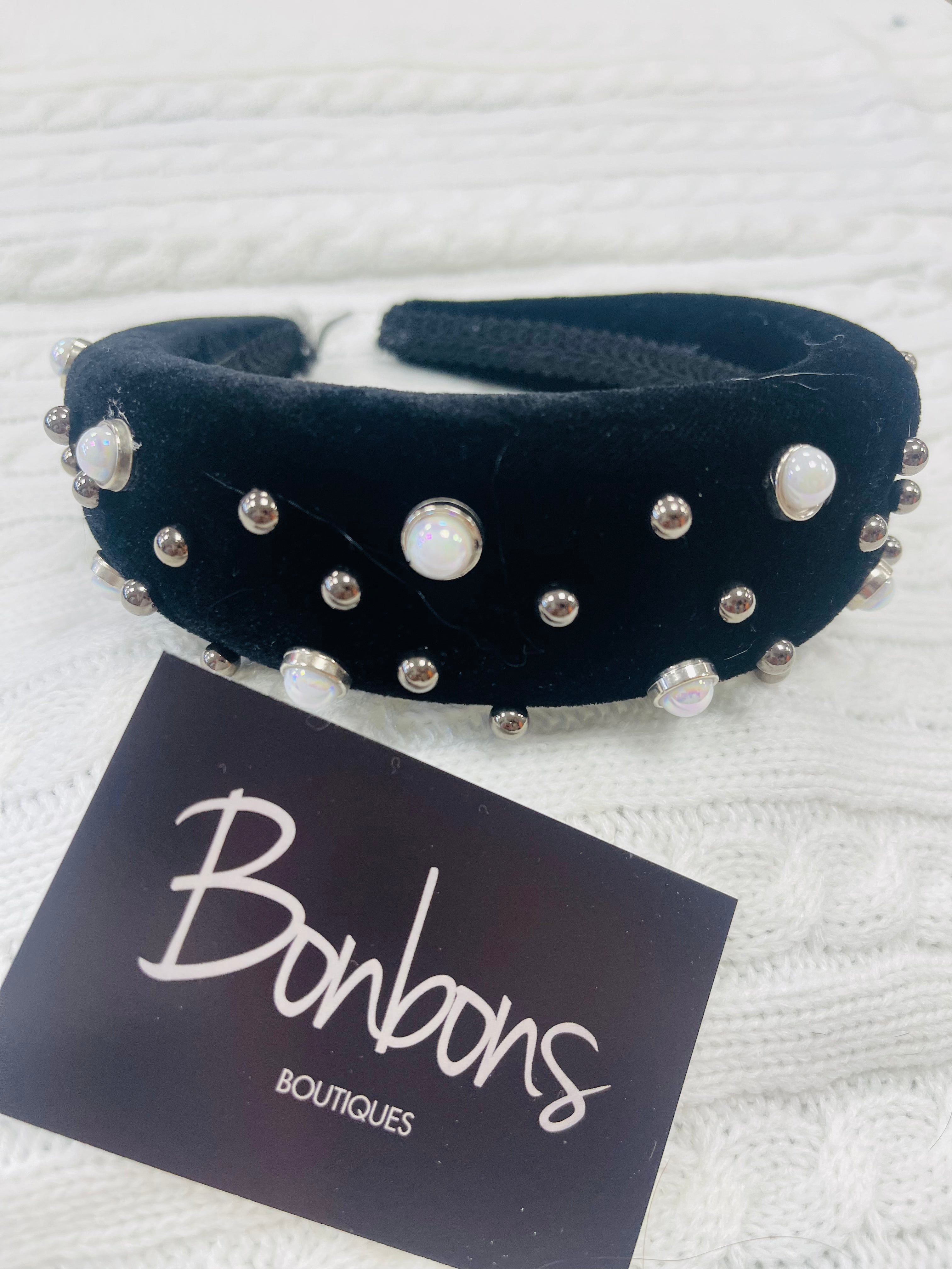 Pieces velvet and pearl headband