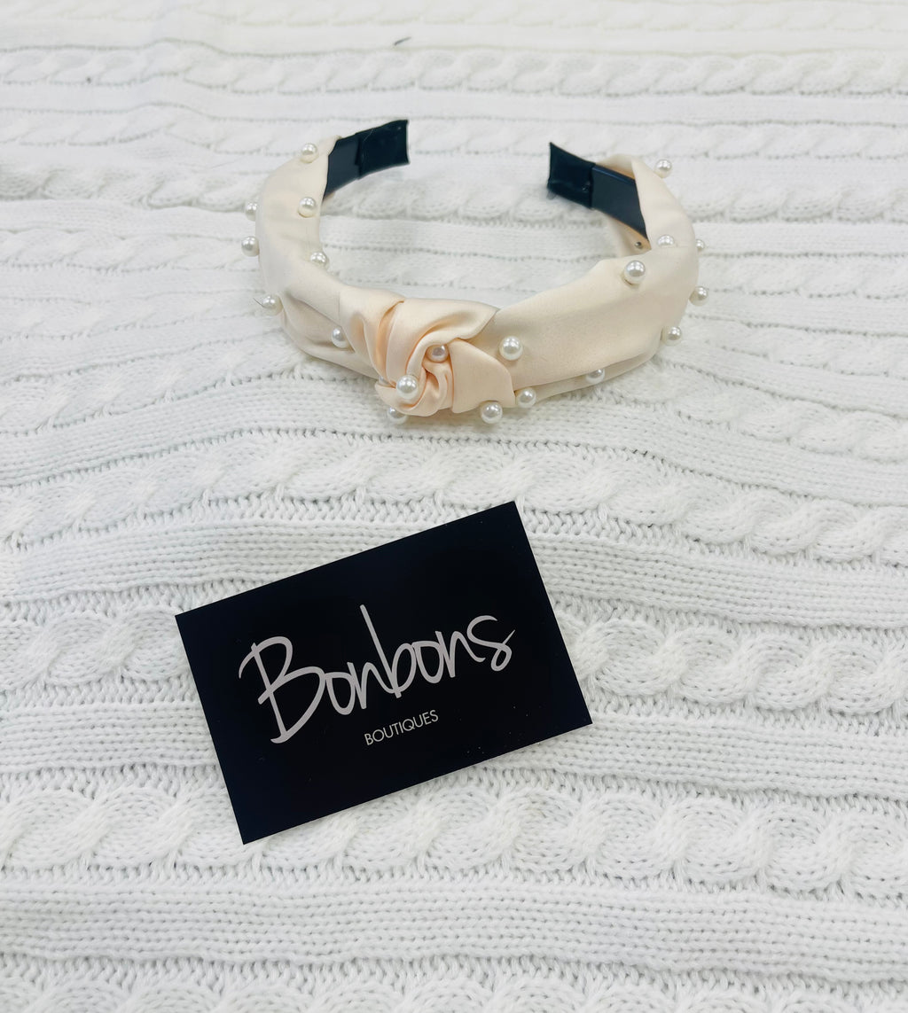 Pearl Embellished Knotted Headband