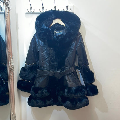 Eliza Faux Fur and PU Leather Kids Coat