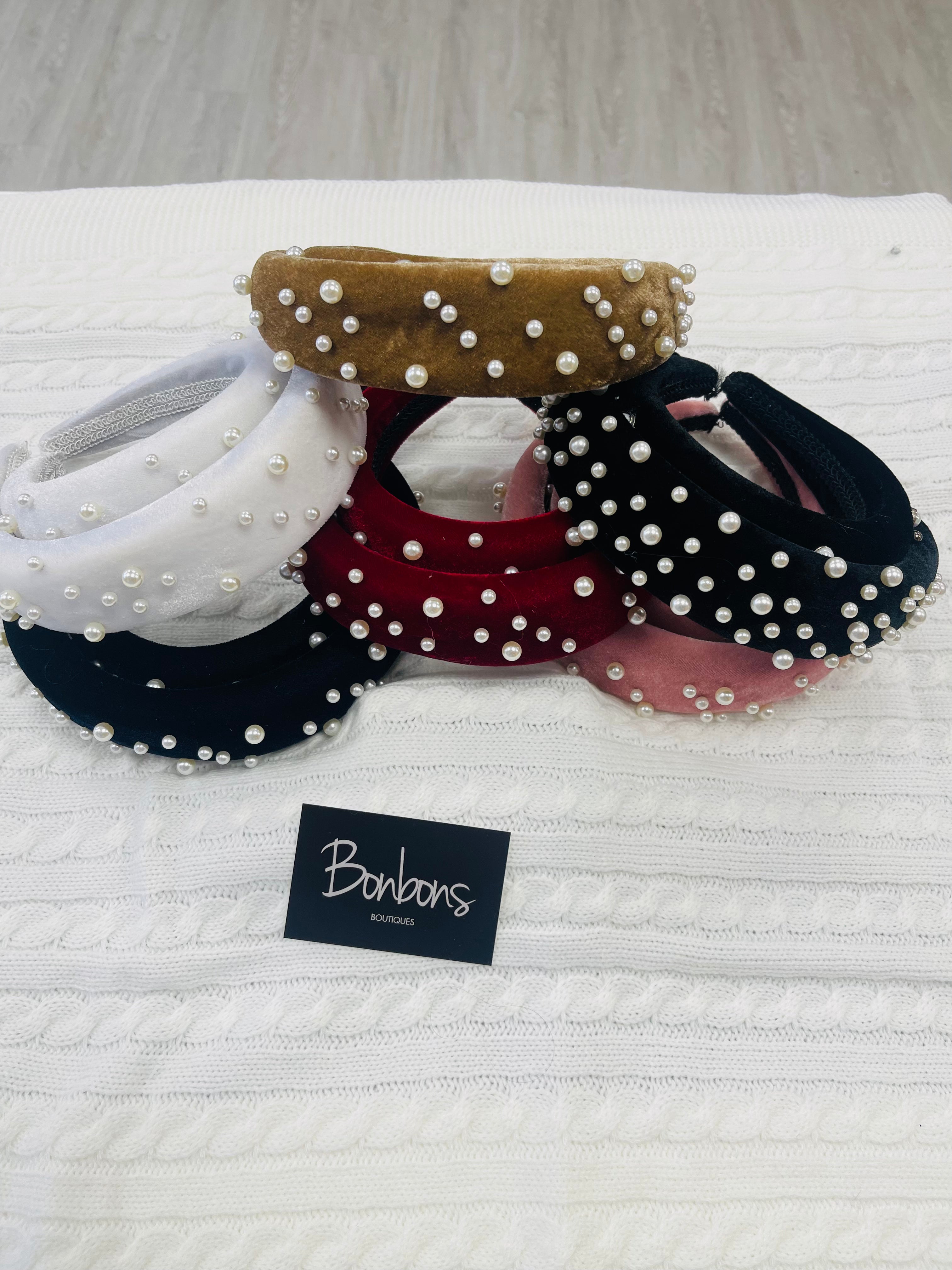 Pieces velvet and pearl headband