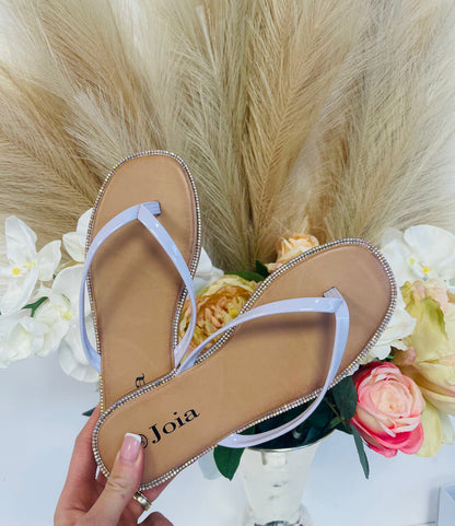 Jade Flip Flops with Diamante