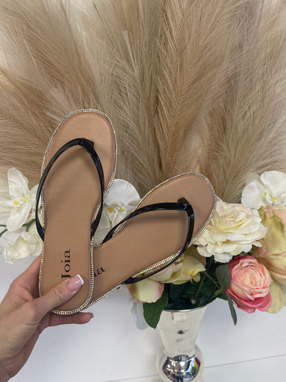 Jade Flip Flops with Diamante