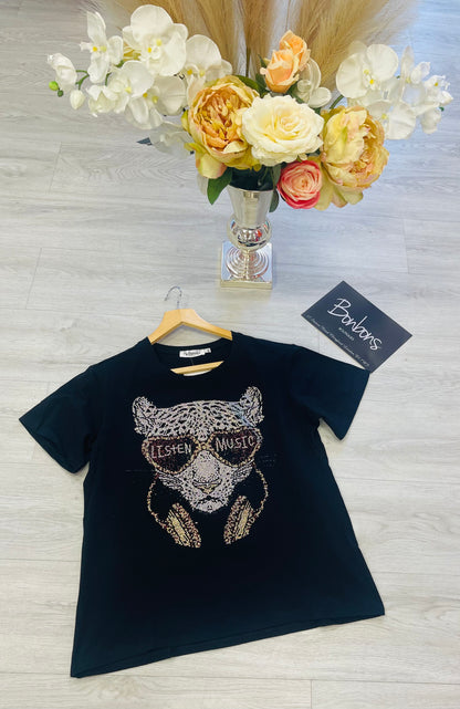 Sami T-shirts with leopard face