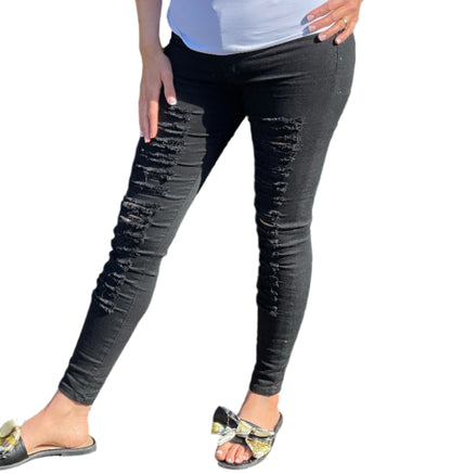 black ripped stretchy jeans